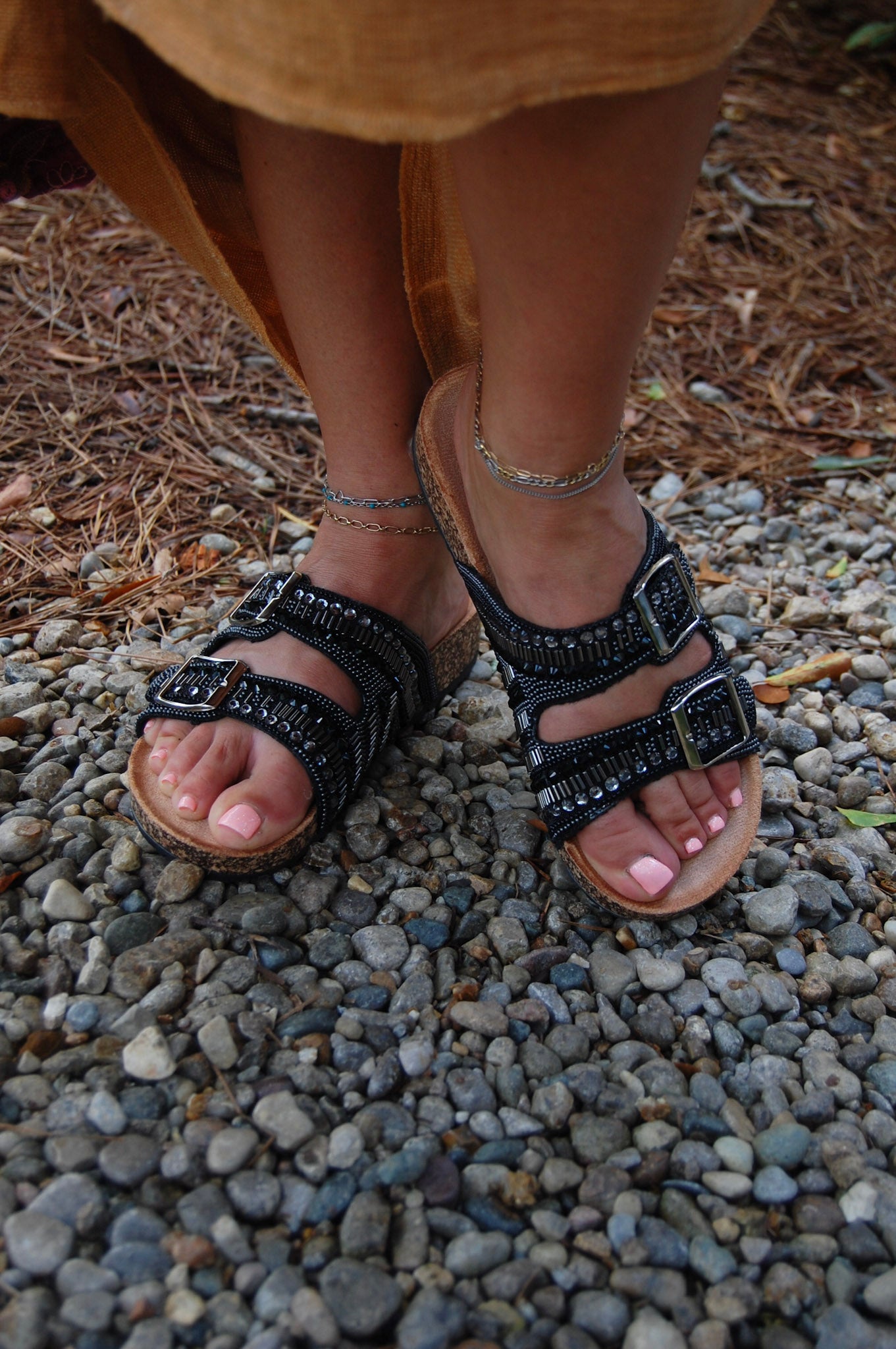 Studded Sandals in Black
