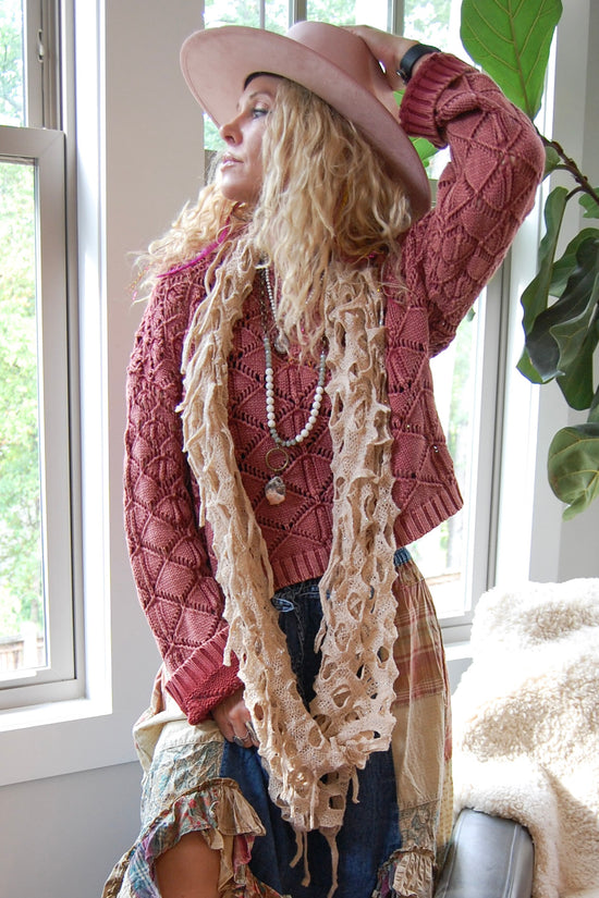 Felecity Fringe Infinity Scarf in Beige