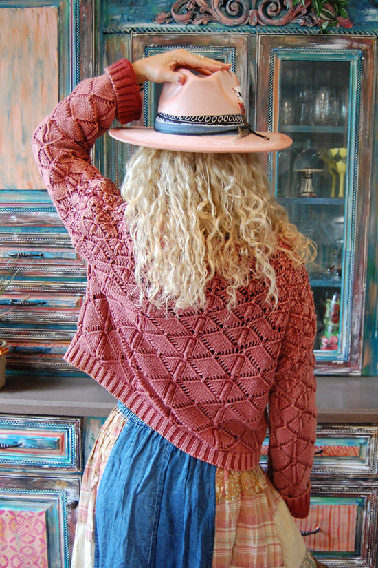 Carissa Crochet Sweater Top in Raspberry