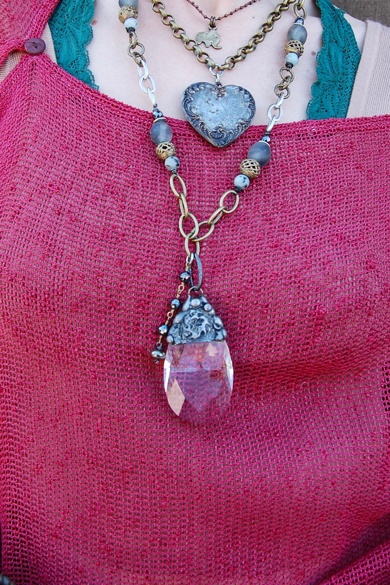 Spirit Lala Vintage Coin: Quartz Drop with Tassle Necklace