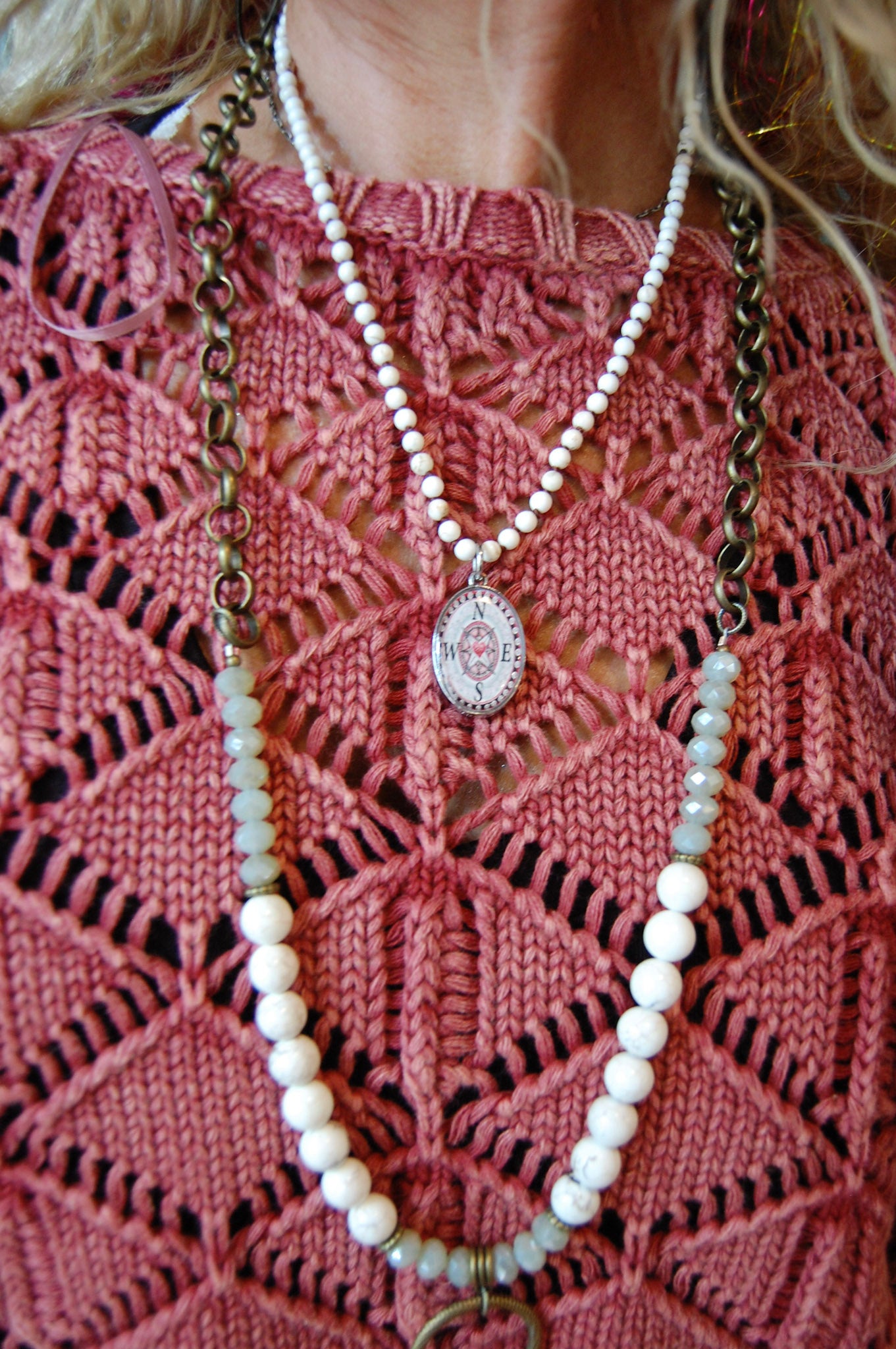 Spirit Lala: Compass Heart Beaded Oval Necklace