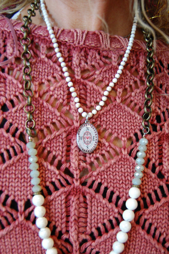 Spirit Lala: Compass Heart Beaded Oval Necklace