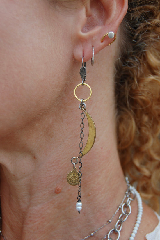 Spirit Lala Zen: Hammered Moon & Chain Drop Earrings