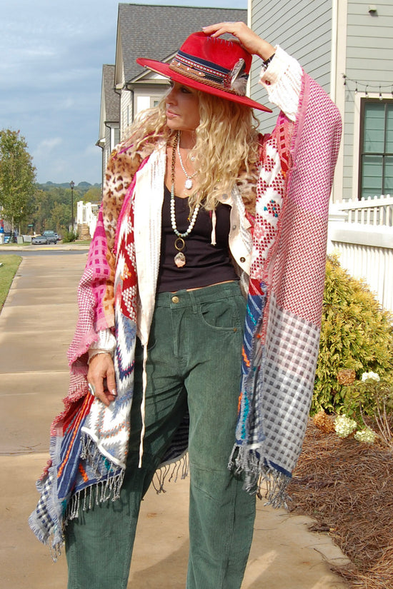 The Noble Balance Poncho in Rose/Blue Combo