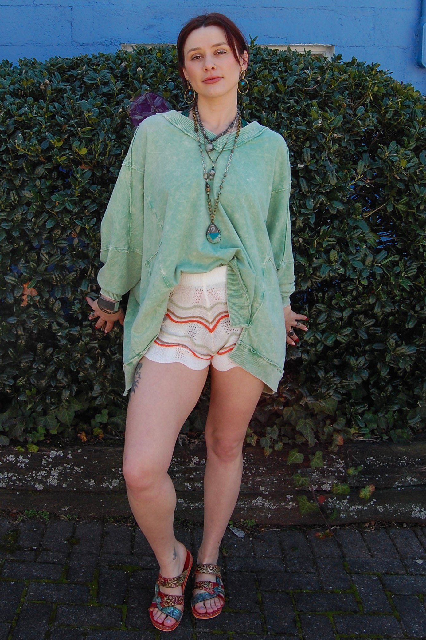 Wave Knit Shorts in Ivory