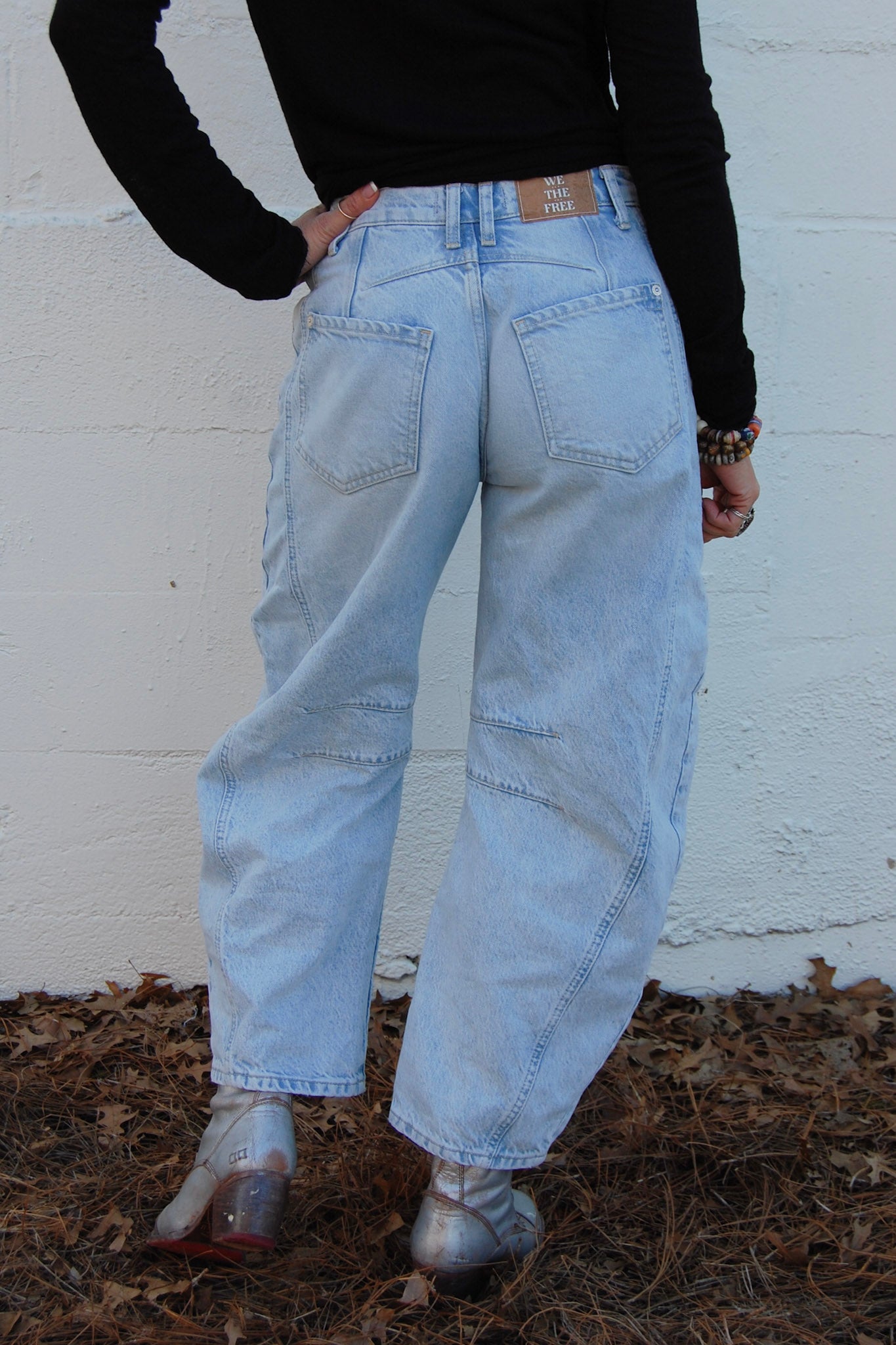 Free People - Good Luck Paint Splatter Mid Rise Barrel Jeans in Kimset