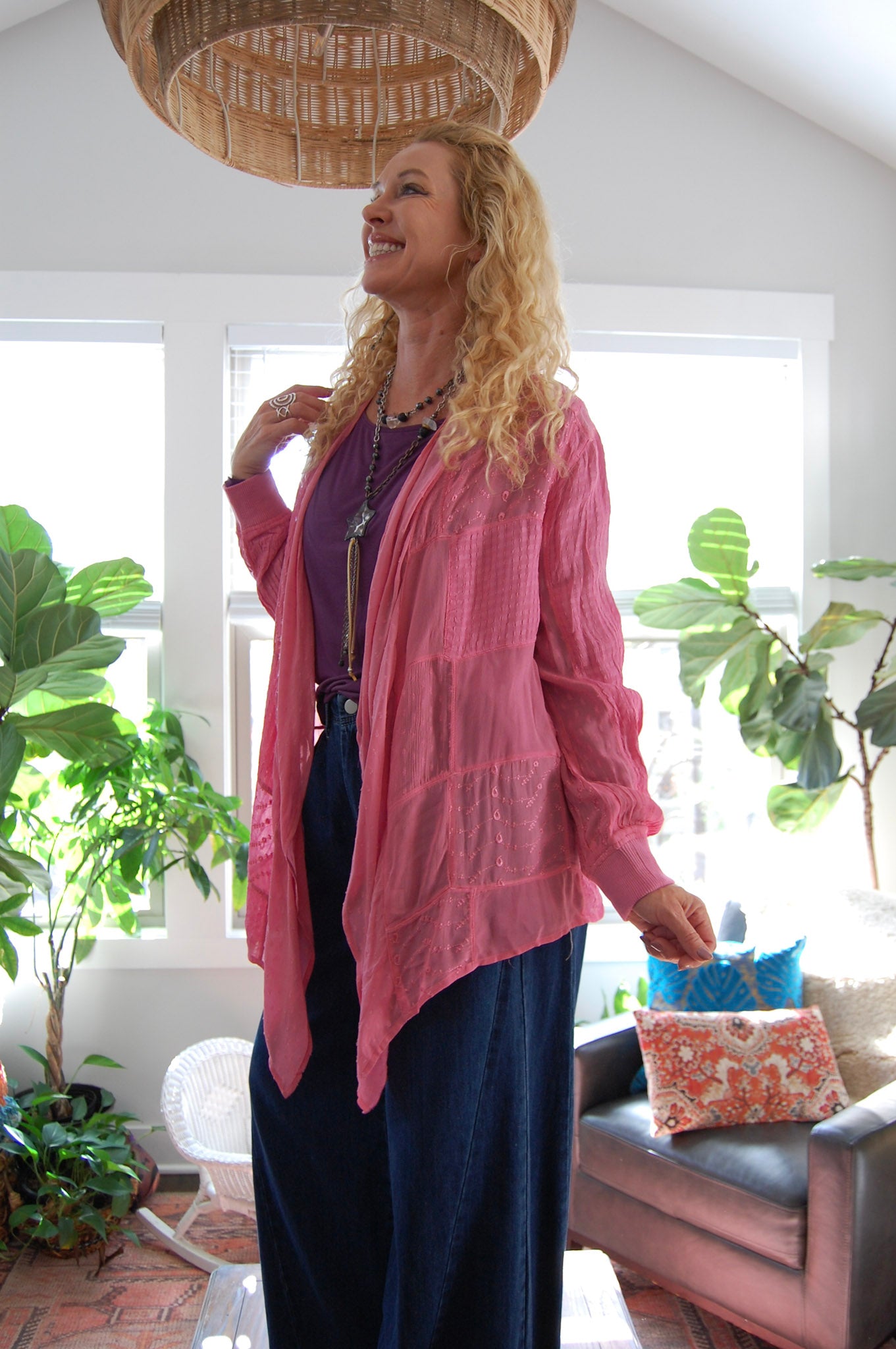 The Juno Kimono Cardigan in Plum