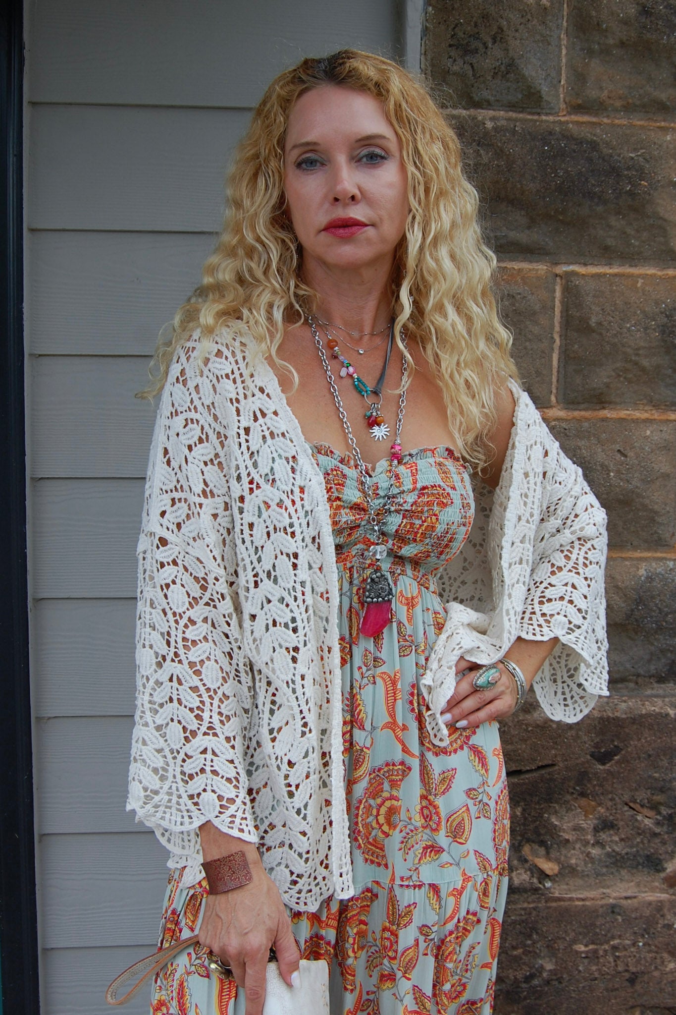 Final Sale The Lana Leaf Crochet Cardigan in Beige