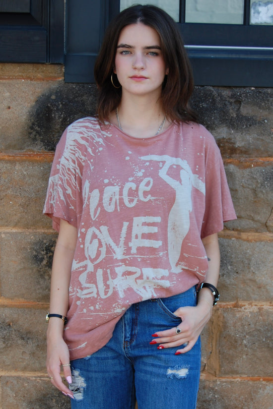 Magnolia Pearl Peace, Love and Surf Tee in Bisou