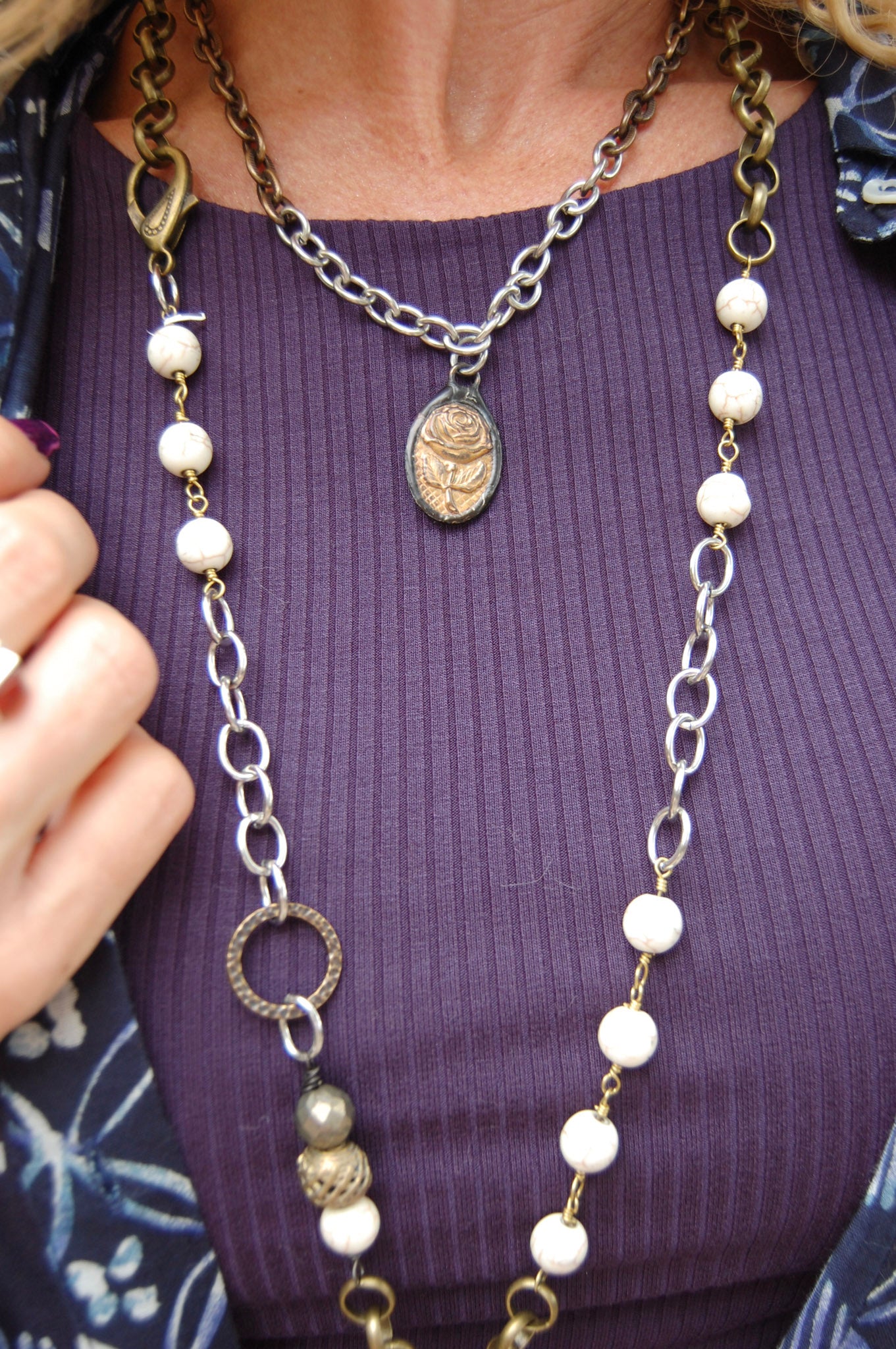 Spirit Lala Vintage Coin: Antique Rose Chain Necklace