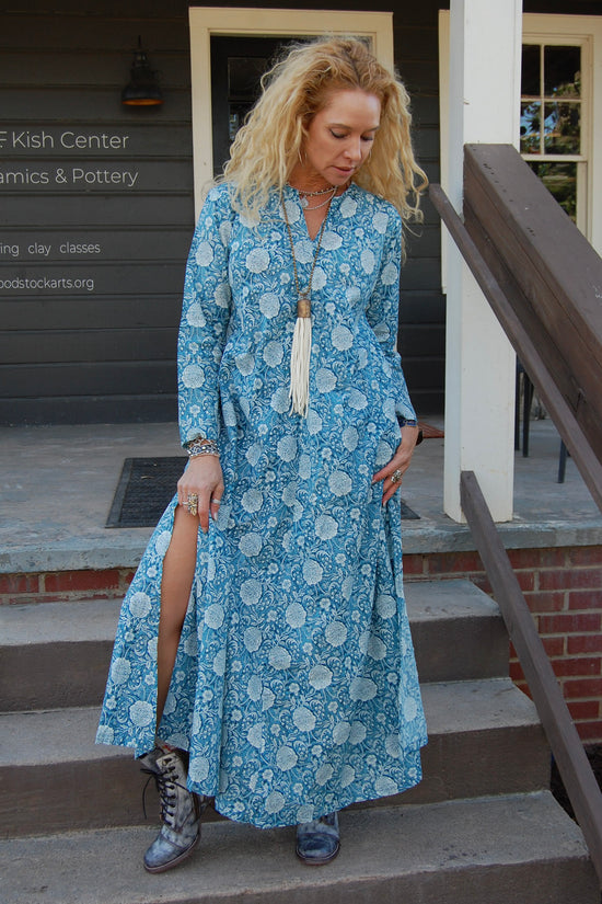 Calypso Flora Dress in Blue Flower