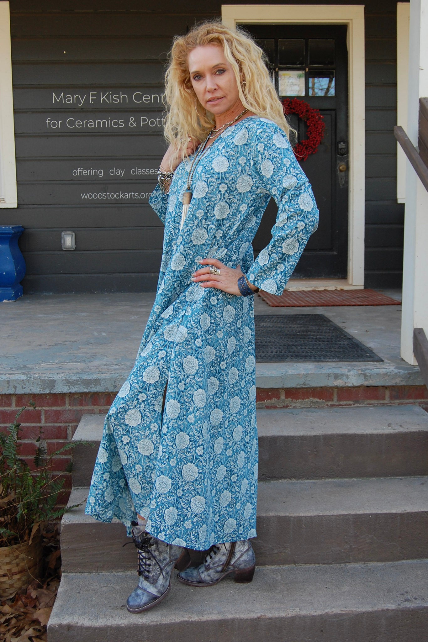 Calypso Flora Dress in Blue Flower