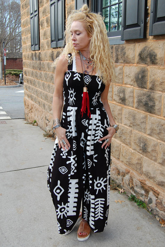 Sandra Smocked Jumpsuit in Black