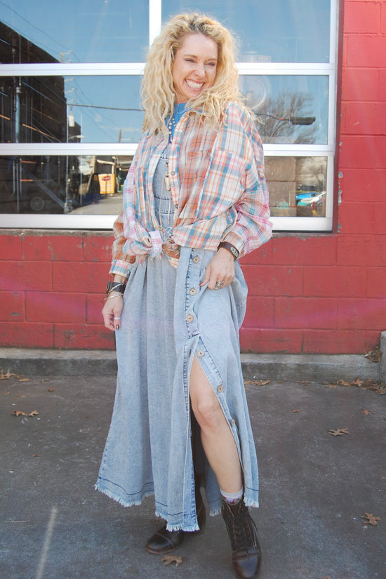 Button Up Maxi Dress in Demin