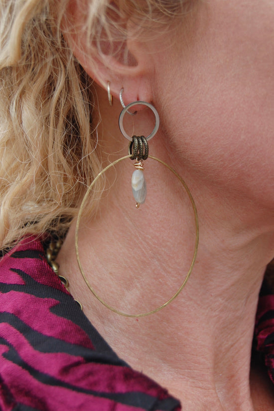 Spirit Lala Boho: 2 Circle Silver & Gold Earrings in Amazonite