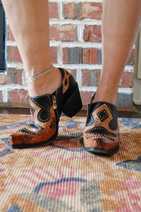 Zappa Western Shootie in Black Multi