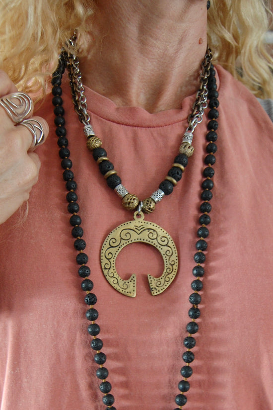 Spirit Lala Vintage Coin: Brass Horse Shoe Statement Necklace