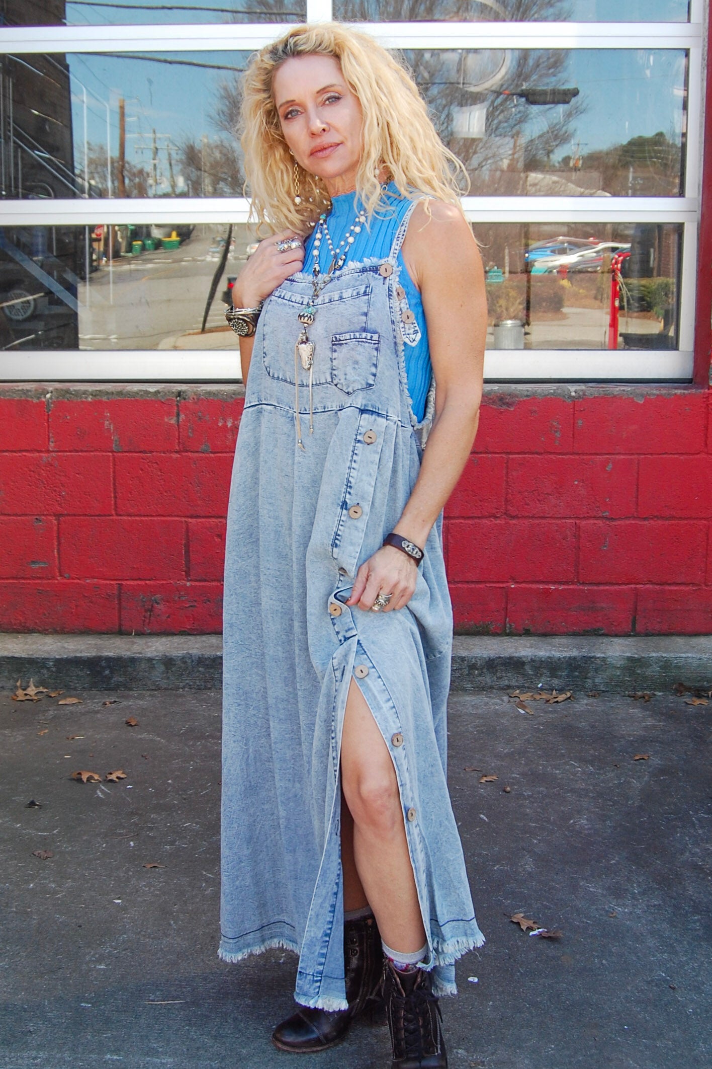 Button Up Maxi Dress in Demin