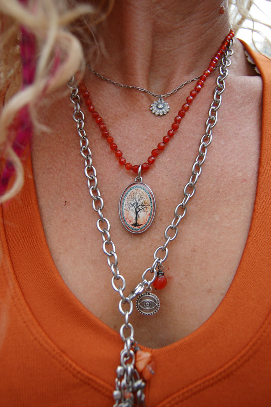 Spirit Lala: Orange Tree Beaded Oval Necklace