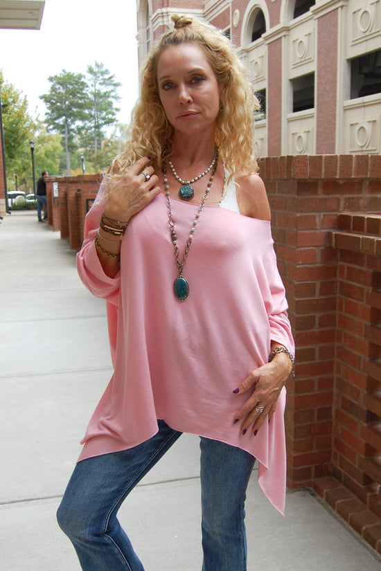 Lindsey Loose Tunic Top in Mauve