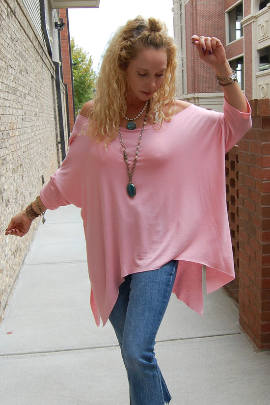 Lindsey Loose Tunic Top in Mauve