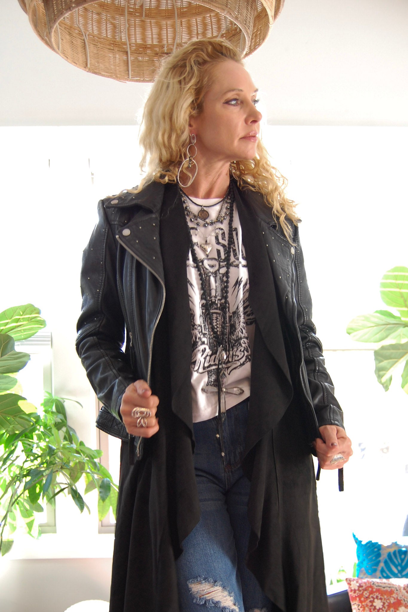 Noelia RF Leather Jacket in Black