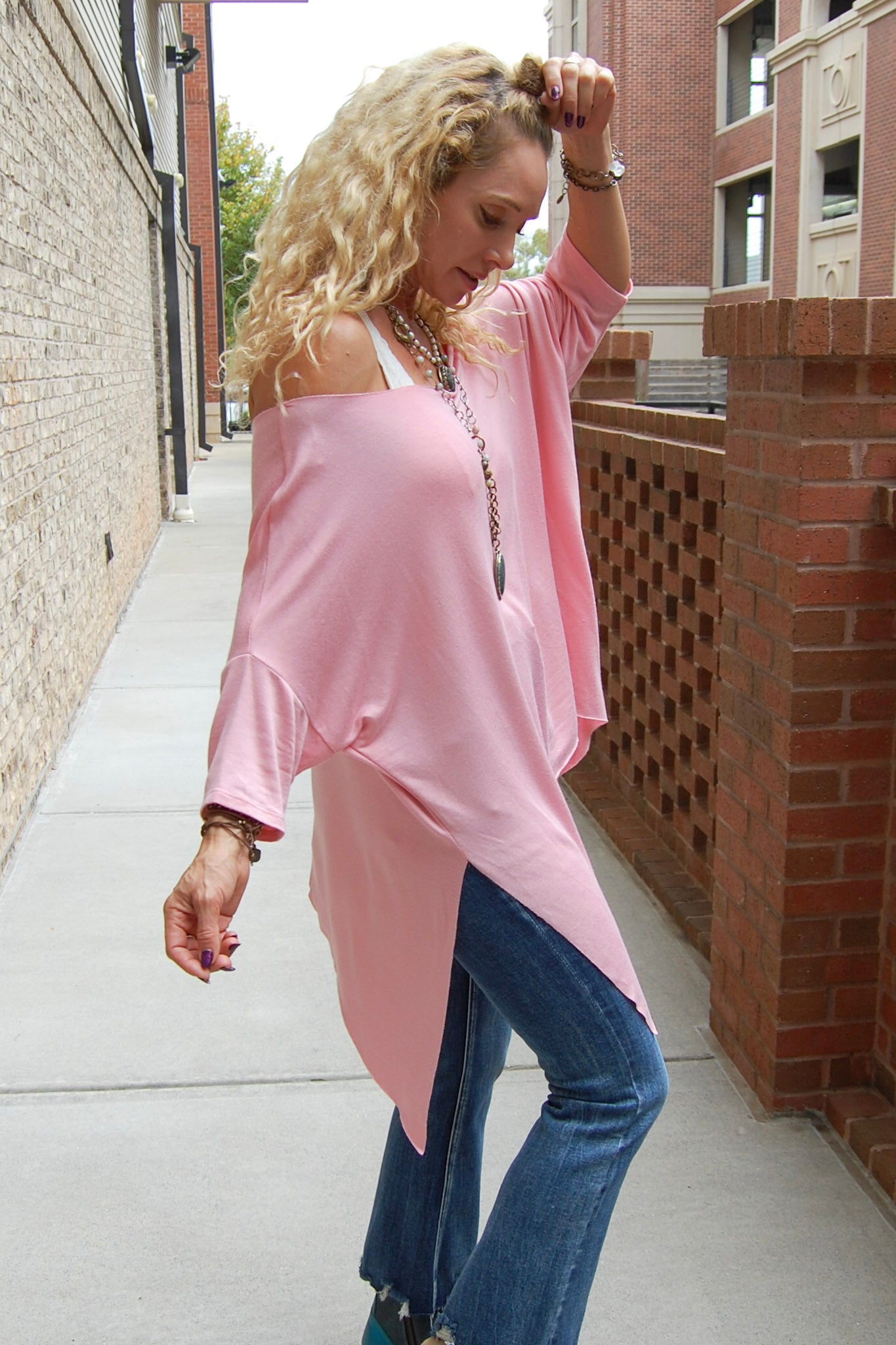 Lindsey Loose Tunic Top in Mauve