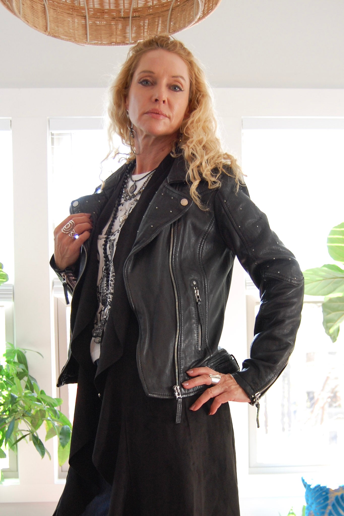 Noelia RF Leather Jacket in Black