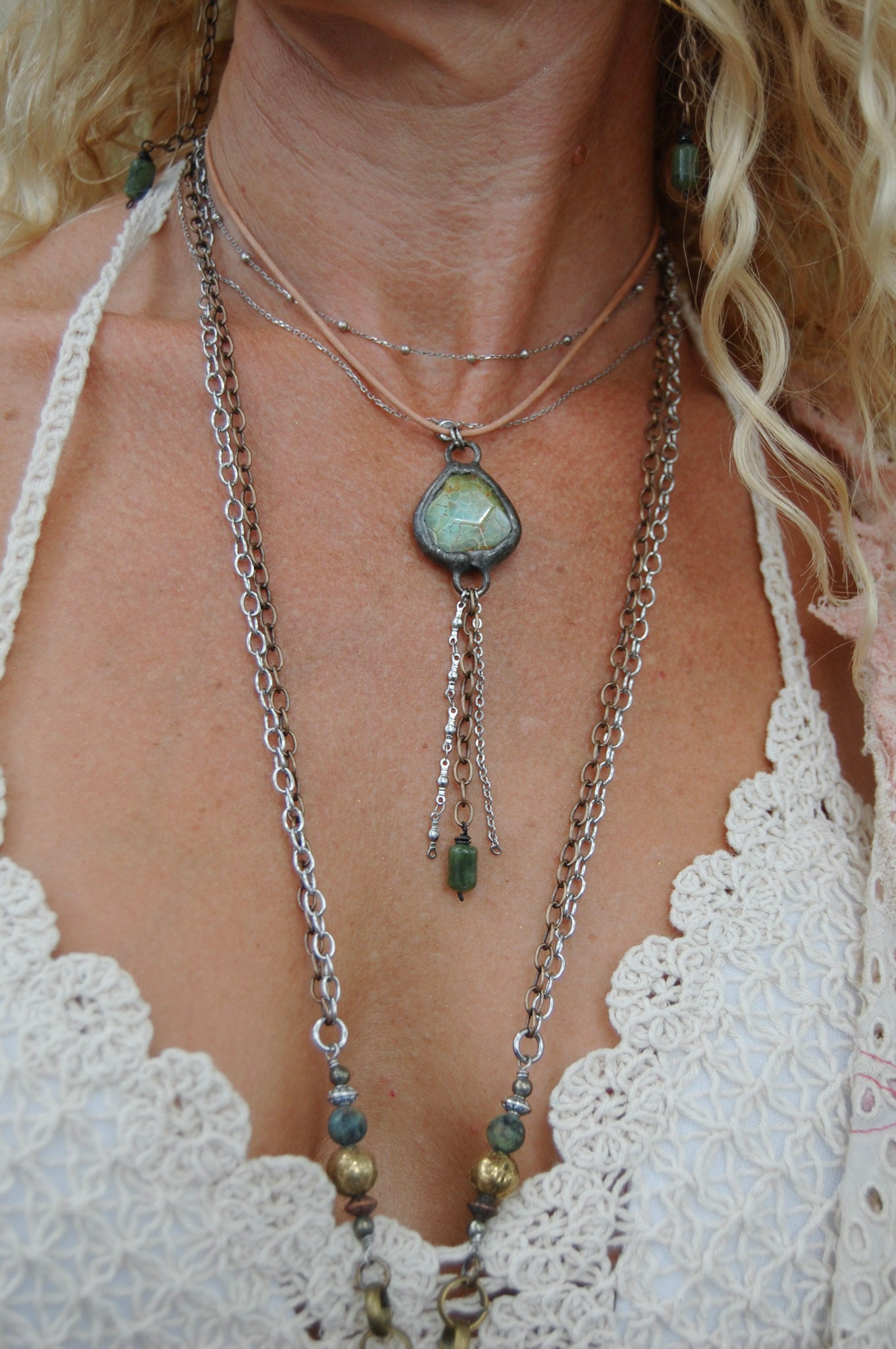 Spirit Lala Vintage Coin: Lilah Leather Pendant Drop Necklace