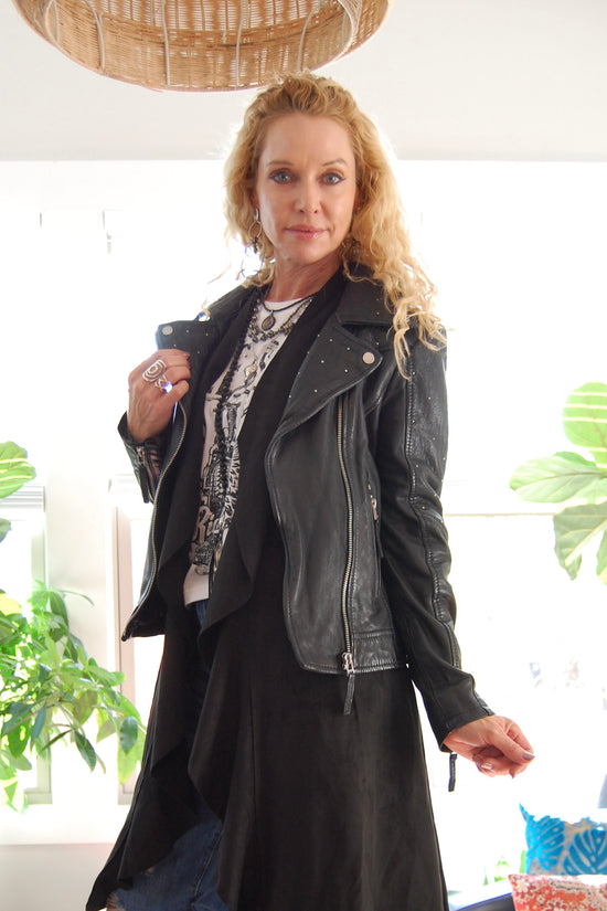 Noelia RF Leather Jacket in Black