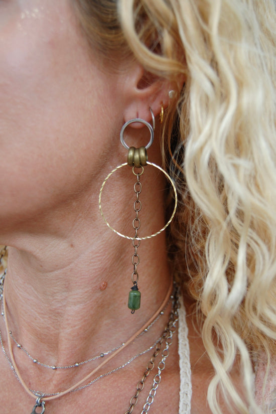 Spirit Lala Boho: 2 Circle Silver & Gold Chain Drop Earrings