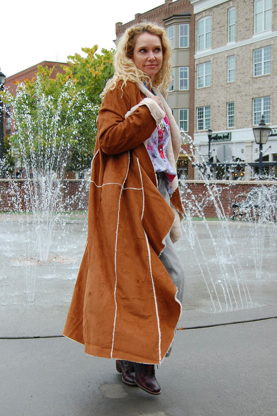 The Halle Suede Wrap Jacket in Camel