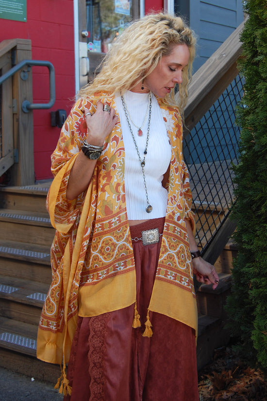 The Touch Of Morrocco Kimono in Mustard