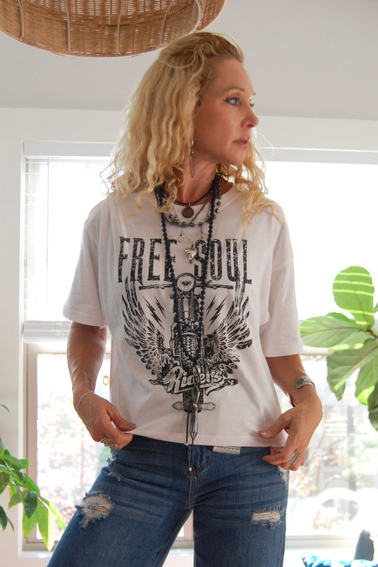 Free Soul Riders Graphic Tee in White