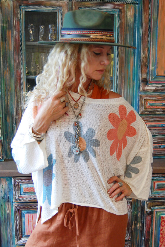 The Fiona Floral V-Neck in Ivory