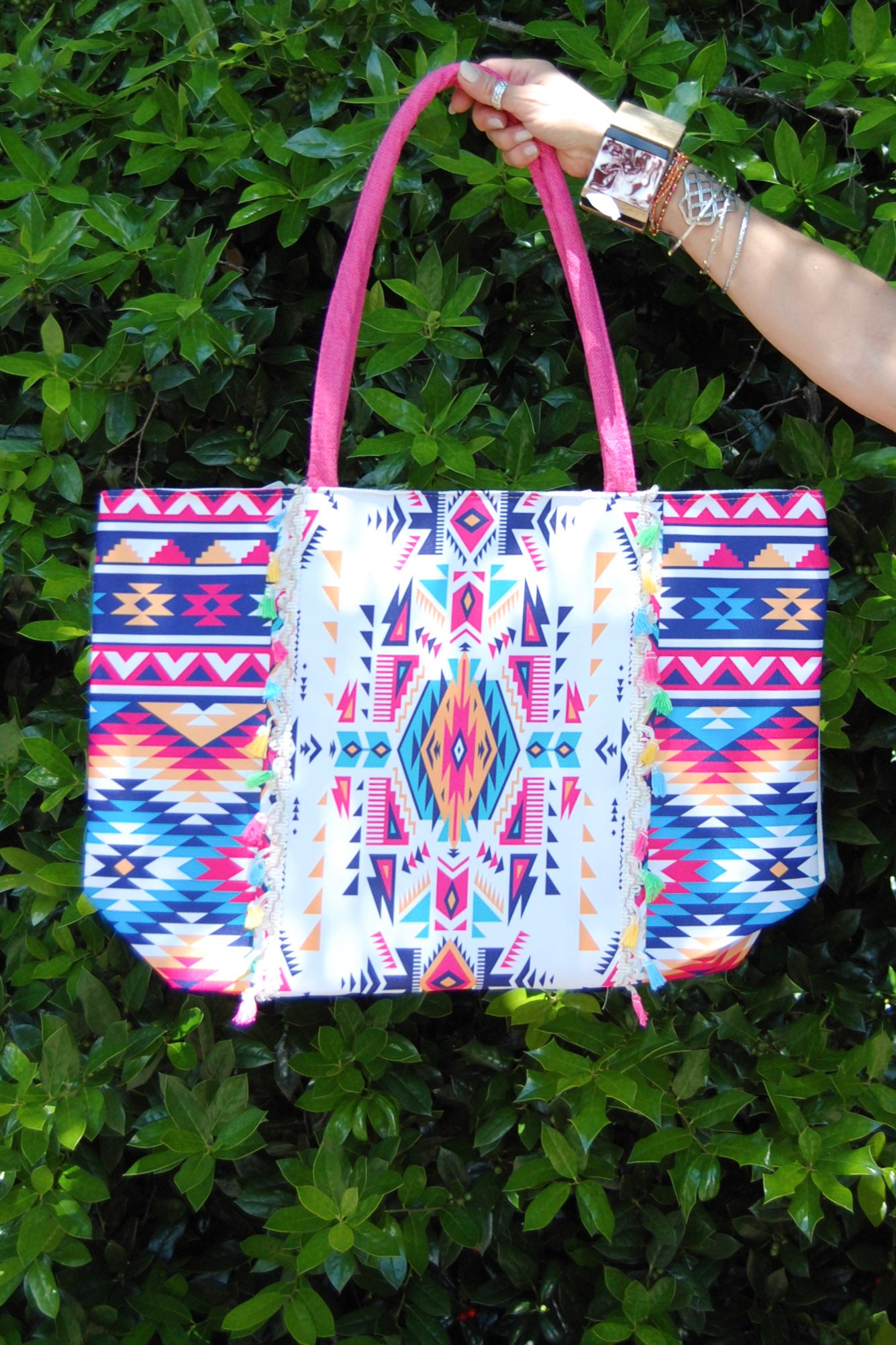 Geometric Tribal Tote in Multi