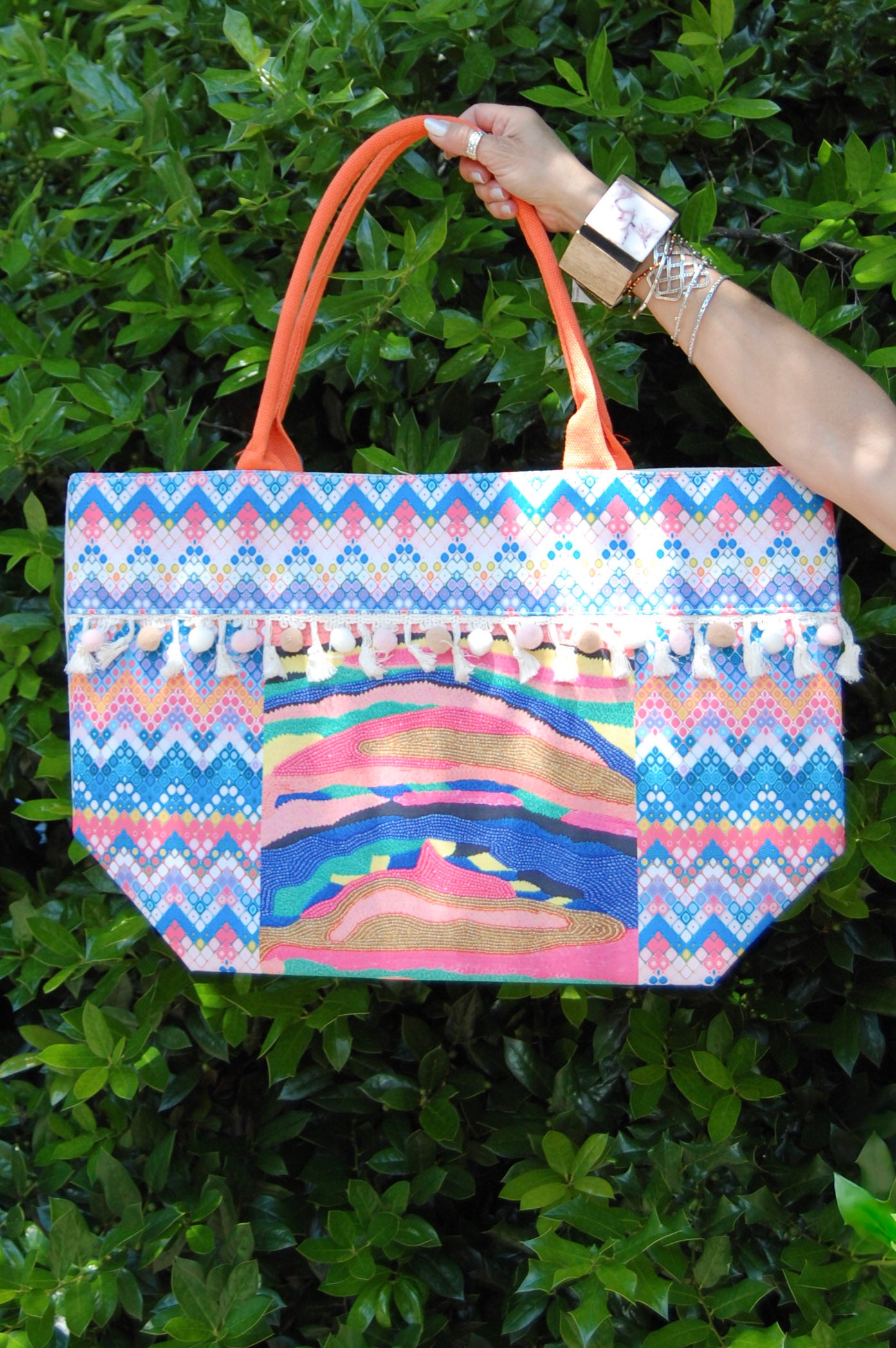 Zig Zag Tote Bag in Multi