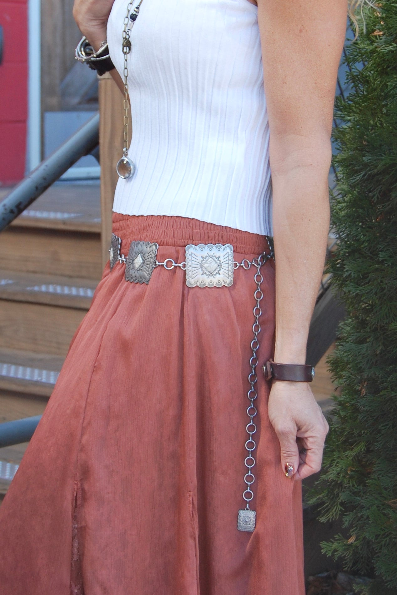 Rectangle Concho Belt in Silver