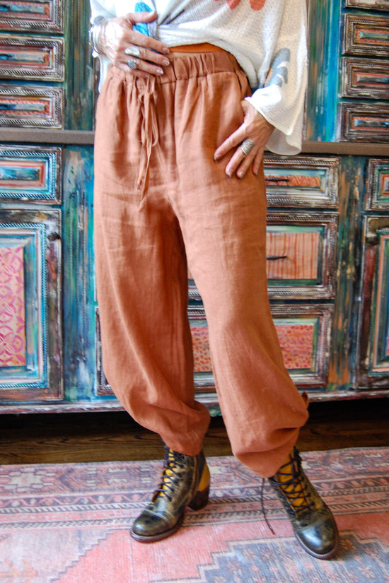 Camilla Linen Pants in Henna