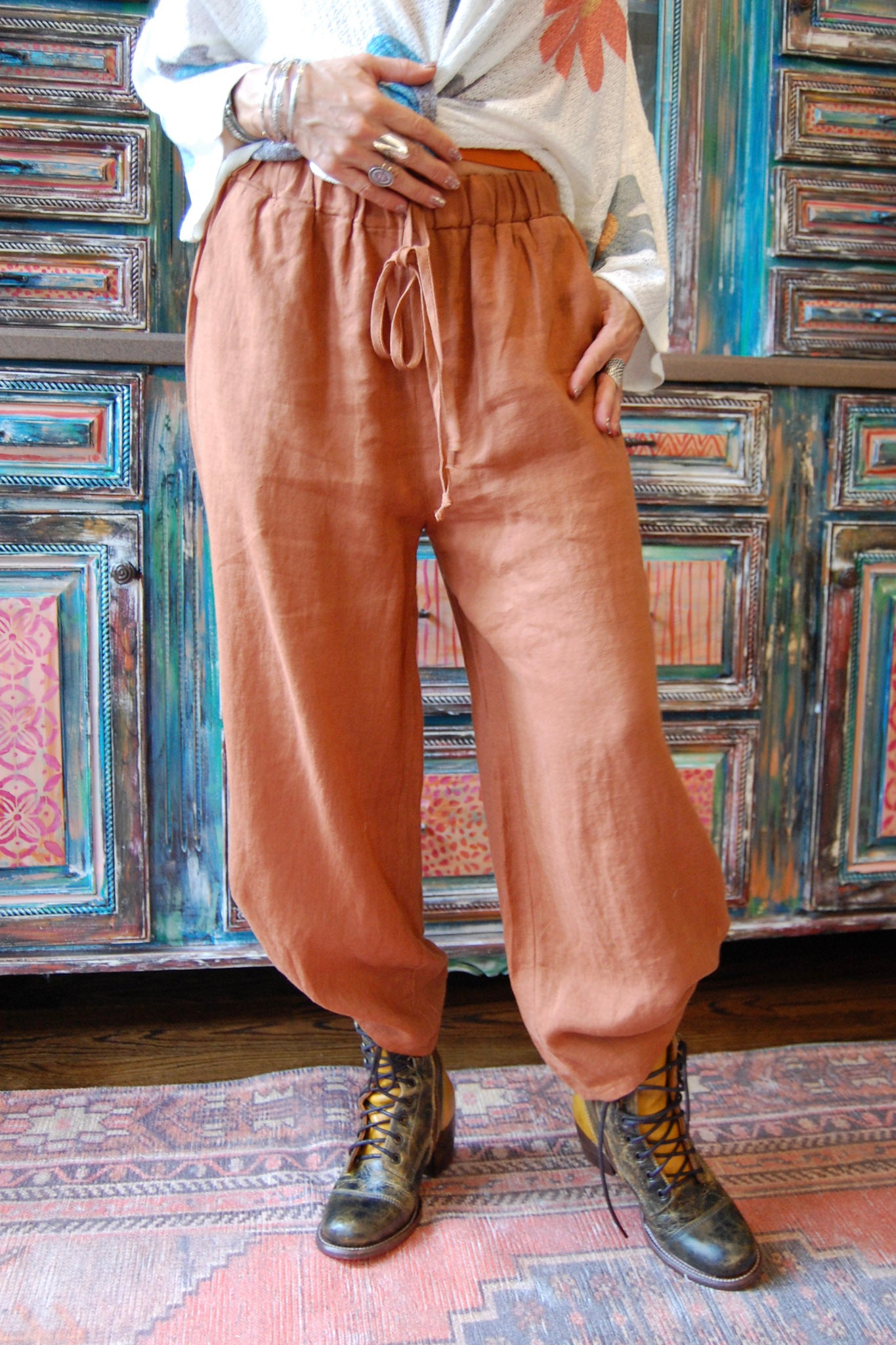 Camilla Linen Pants in Henna