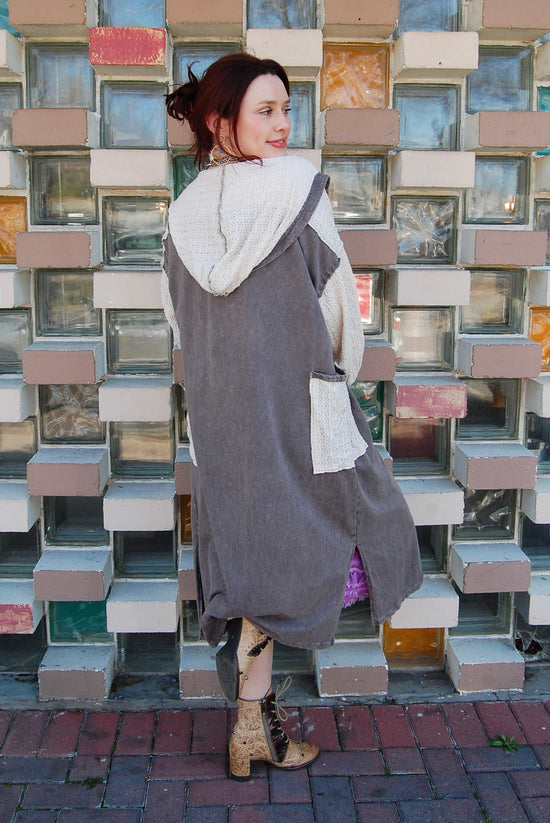 Load image into Gallery viewer, Jacquard Knit Hoodie in Charcoal
