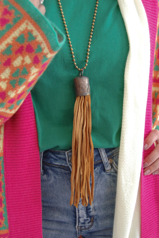 Spring Gypsy Tassel Necklace in Burnt Orange