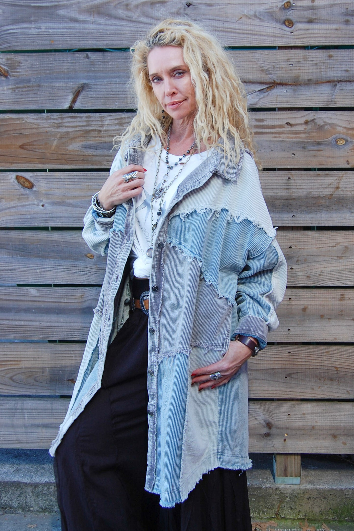 Corduroy Button Up Jacket in Blue