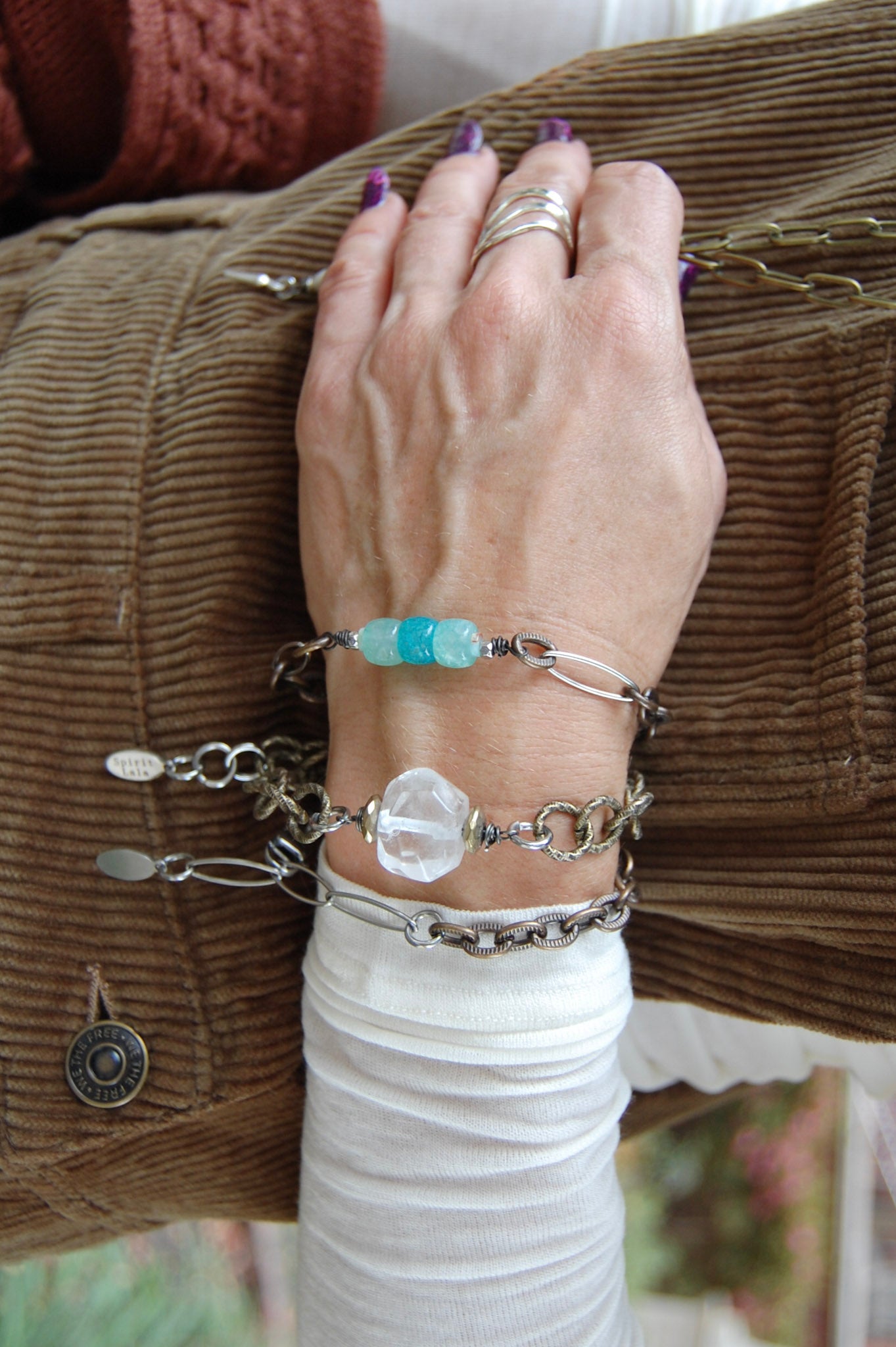 Spirit Lala Vintage Coin: The Marquise Turquoise Gem Bracelet