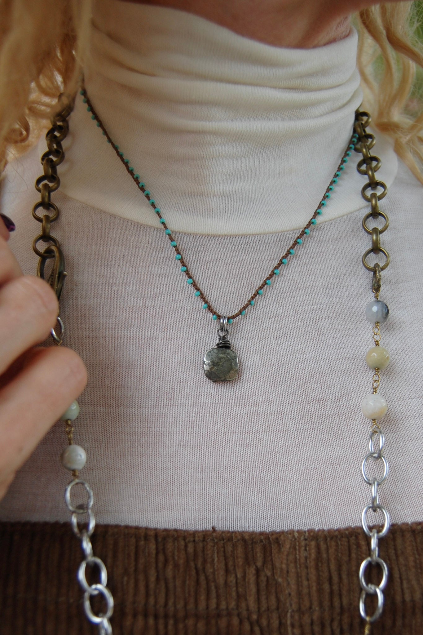 Spirit Lala Vintage Coin: The Crochet Pyrite Pendant Necklace