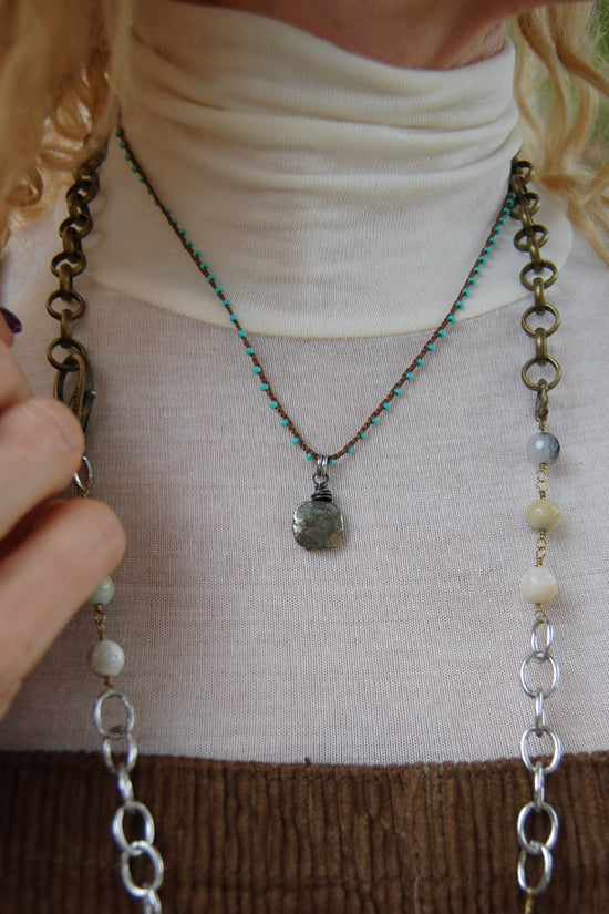 Spirit Lala Vintage Coin: The Crochet Pyrite Pendant Necklace