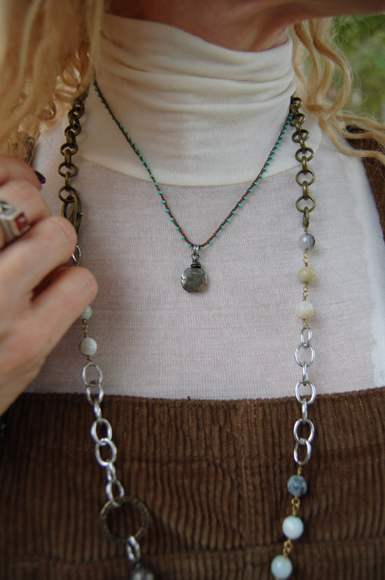 Spirit Lala Vintage Coin: The Crochet Pyrite Pendant Necklace