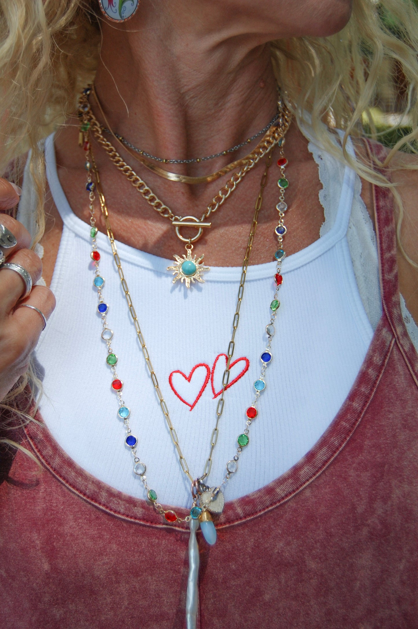 Colorful Sun Layering Necklace
