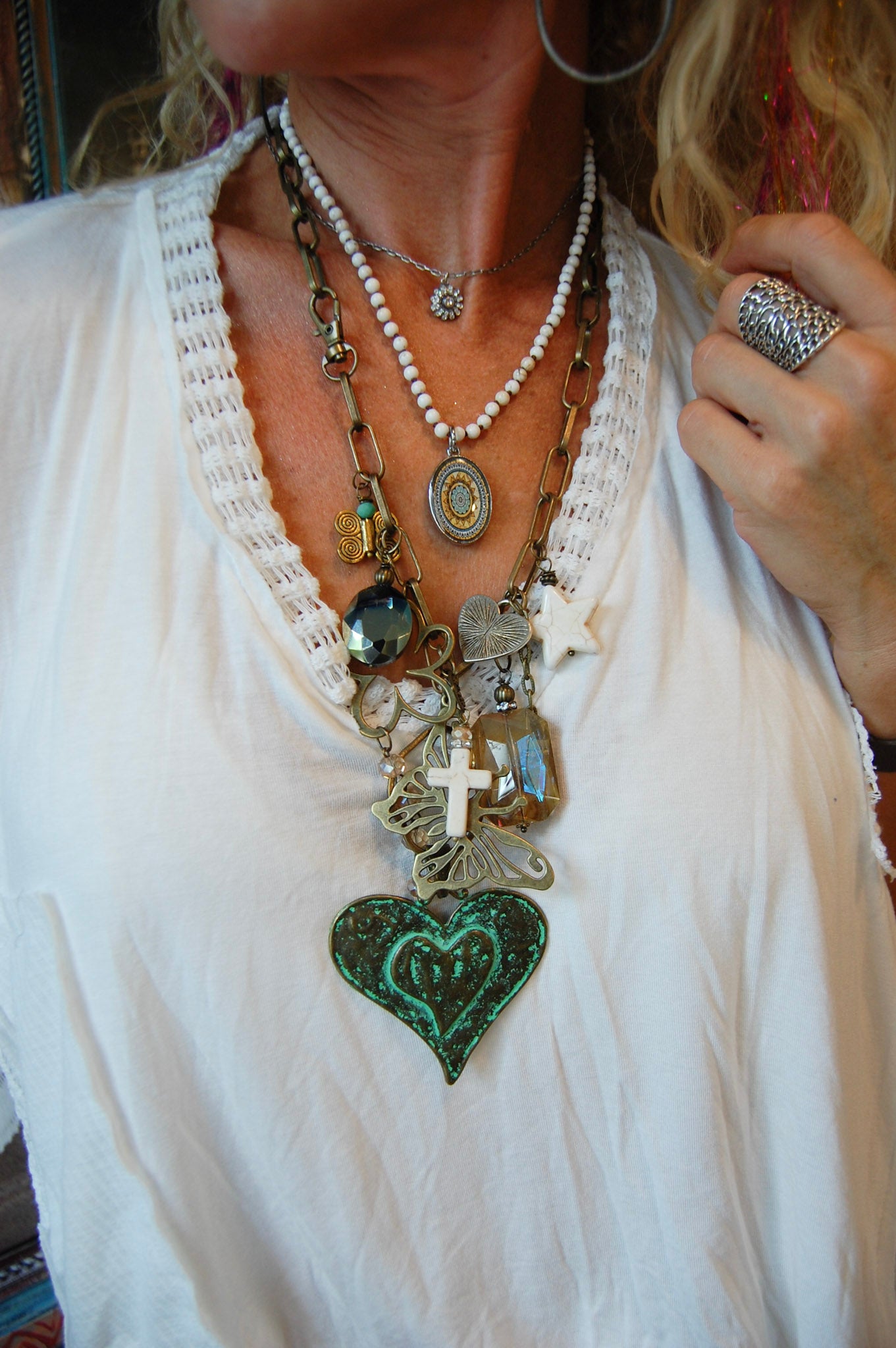 The Gypsy Large Heart Junk Necklace