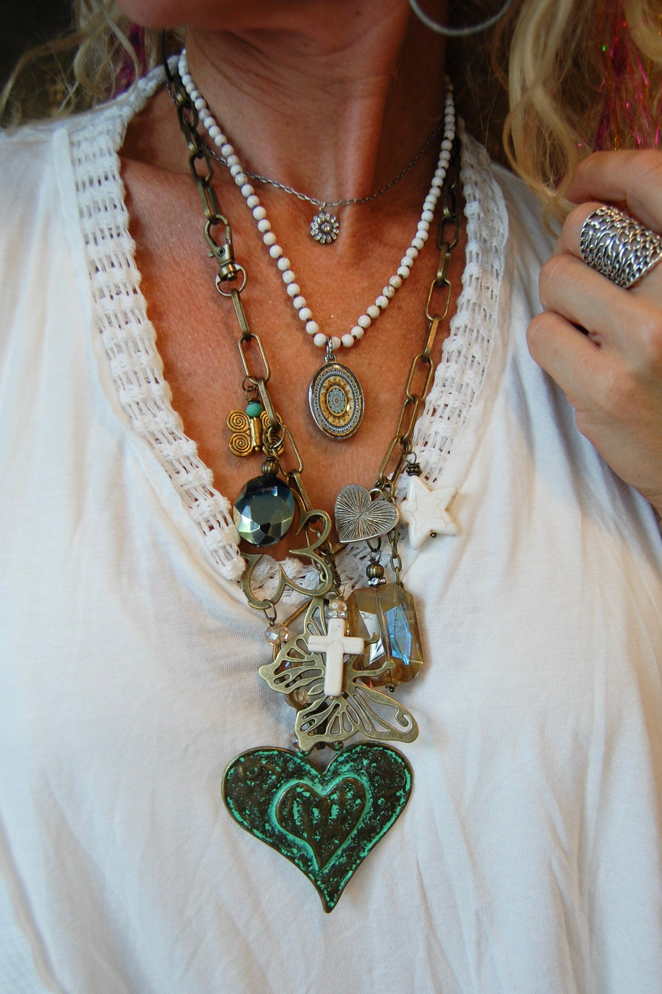 The Gypsy Large Heart Junk Necklace